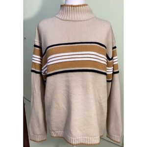 Southpole Women's Beige Sz L Mock Neck 3D Textured Pullover Sweater Long Sleeve